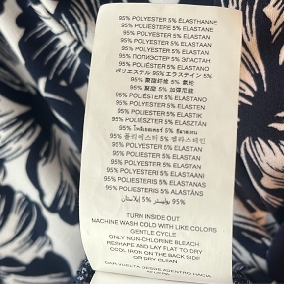 Michael Kors Floral Wide Leg Pants Blue White Hibiscus Size Large - Picture 8 of 10